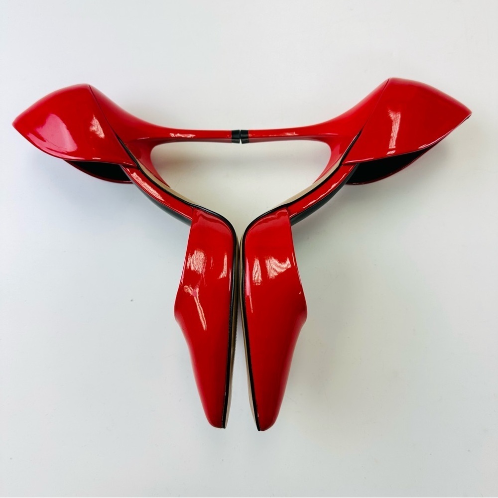 Mix No 6 red patent heels Size 7.5 pointy toe pumps party cocktail - Picture 2 of 9